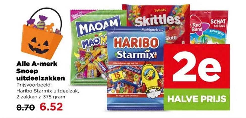 Alle A-merk Snoep uitdeelzakken 2e halve prijs