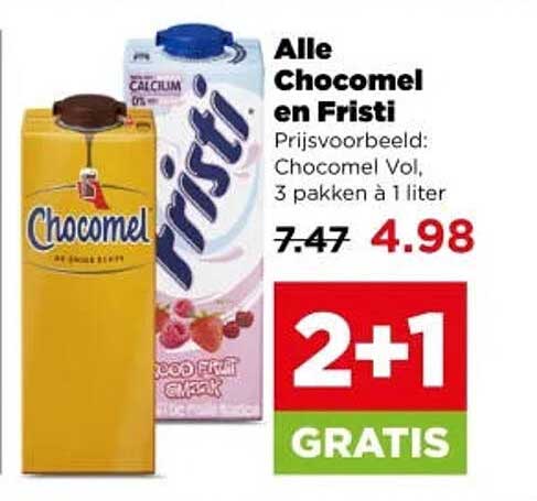 Alle Chocomel en Fristi 2+1 GRATIS