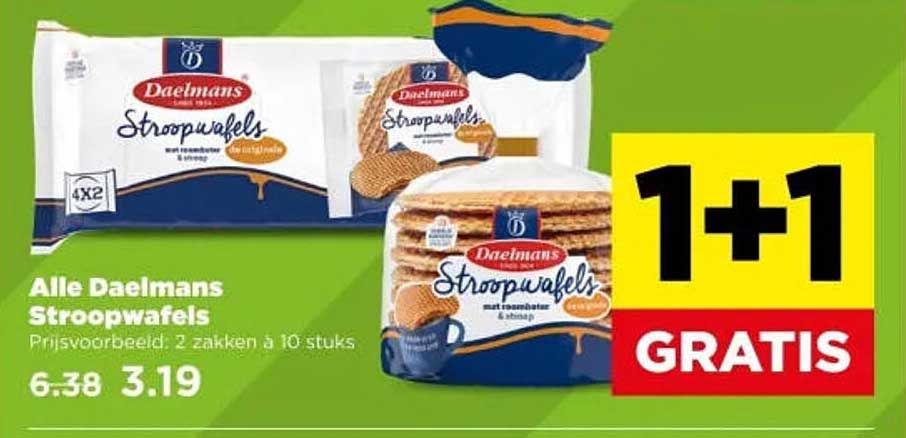 Alle Daelmans Stroopwafels 1+1 GRATIS