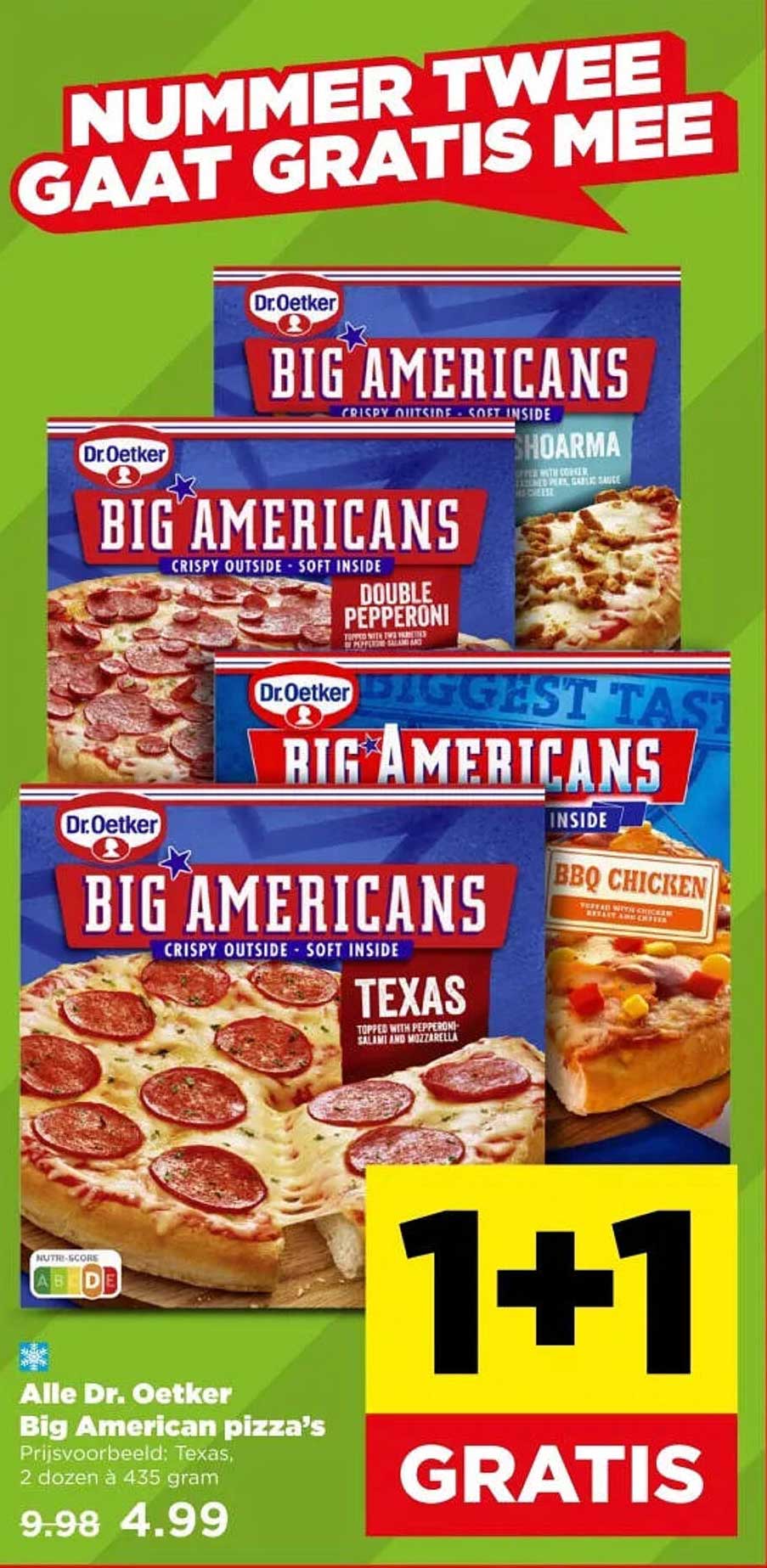 Alle Dr. Oetker Big American pizza's 1+1 GRATIS