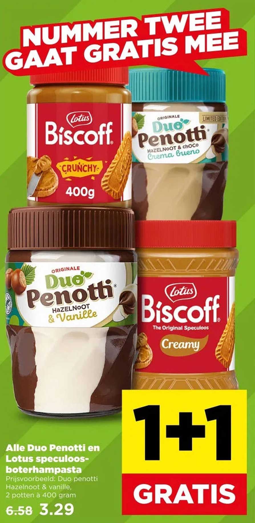 Alle Duo Penotti en Lotus speculoos-boterhampasta 1+1 GRATIS