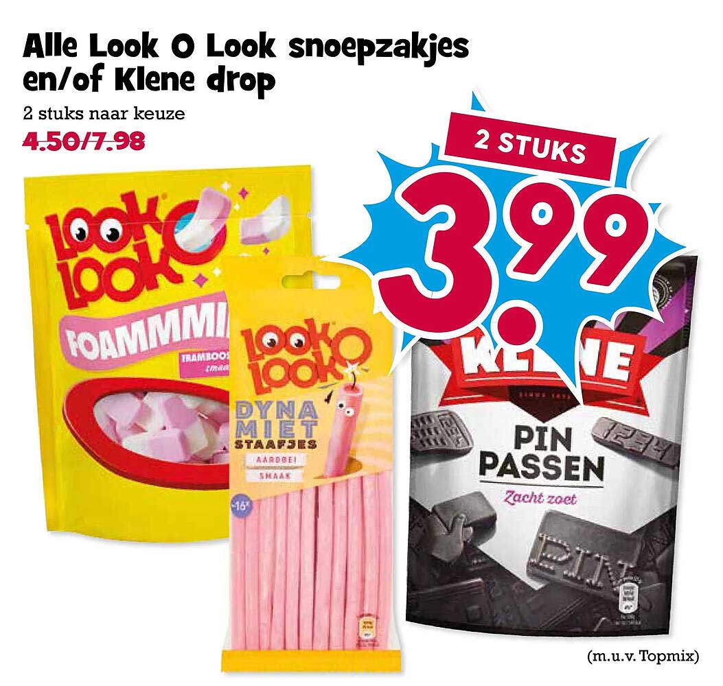 Alle Look O Look snoepzakjes en/of Kleine drop 2 stuks naar keuze 2 STUKS