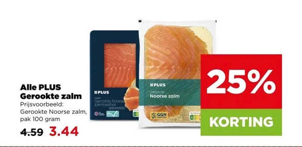 Alle PLUS Gerookte zalm 25% KORTING
