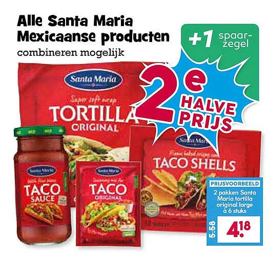 Alle Santa Maria Mexicaanse producten combineren mogelijk 2e halve prijs +1 spaarzegel