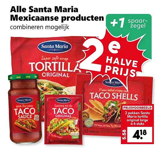 Alle Santa Maria Mexicaanse producten combineren mogelijk 2e halve prijs