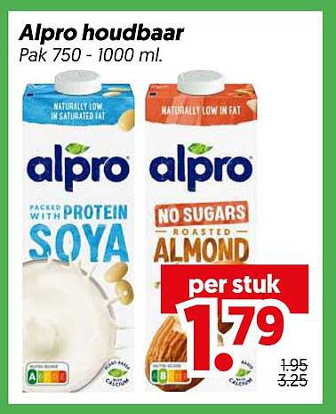 Alpro houdbaar Pak 750 - 1000 ml.
