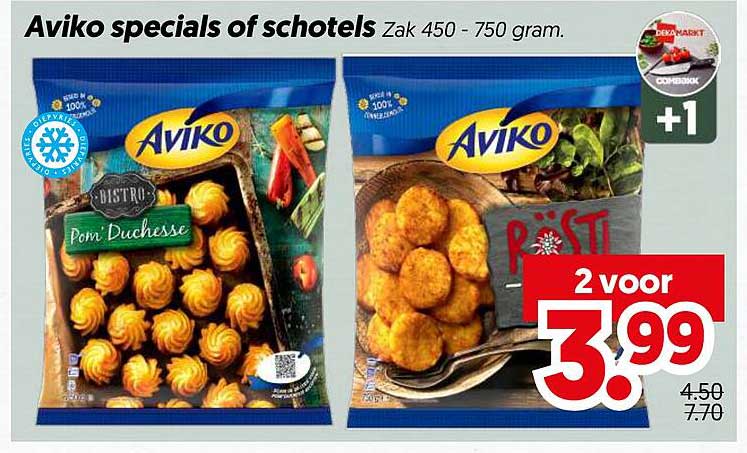 Aviko specials of schotels Zak 450 - 750 gram. 2 voor