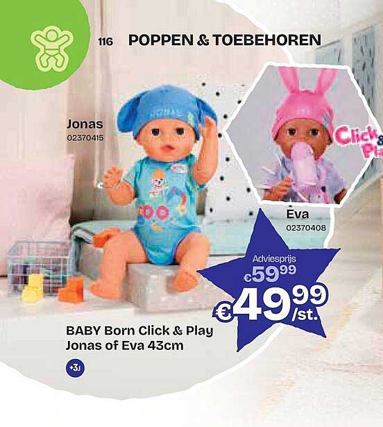 BABY Born Click & Play Jonas of Eva 43cm