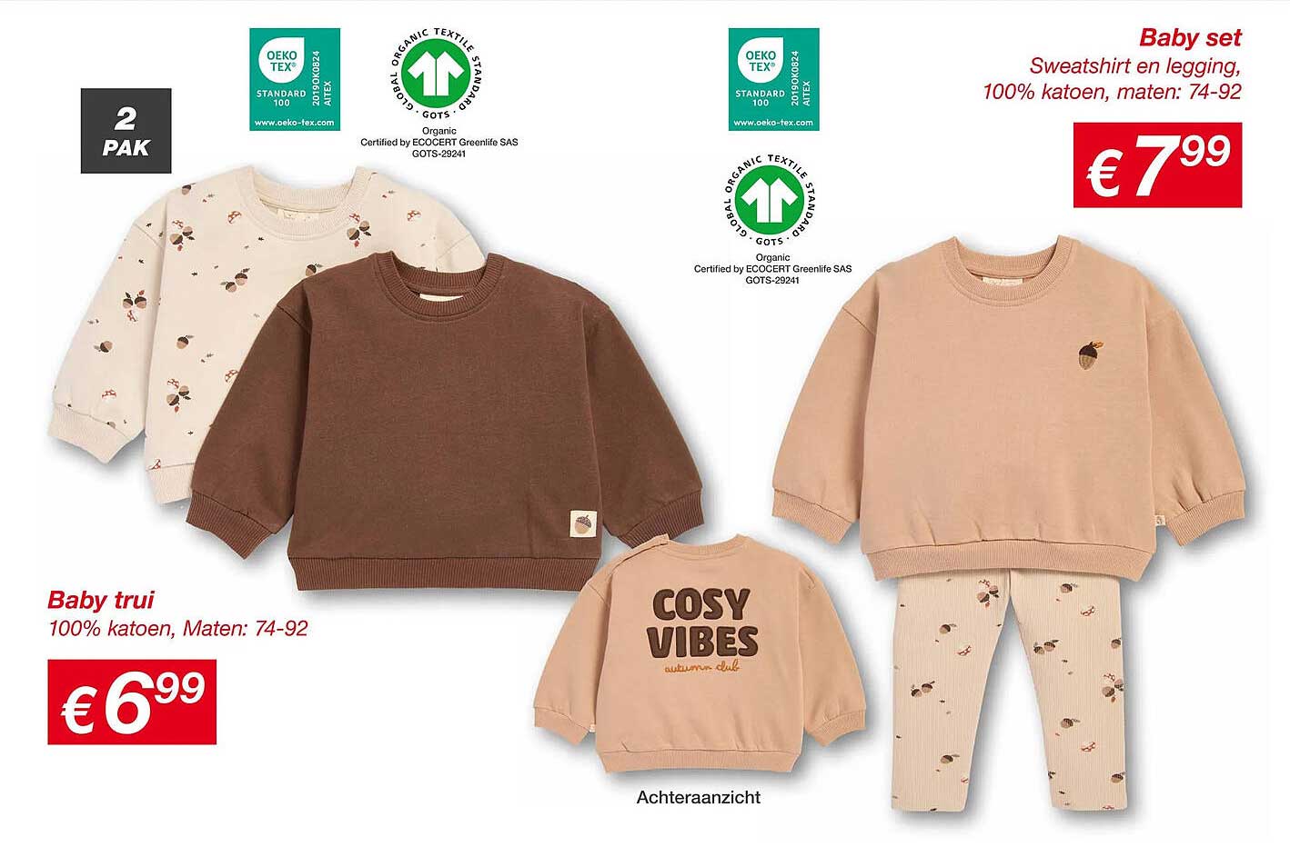 Baby set Sweathshirt en legging, 100% katoen, maten: 74-92