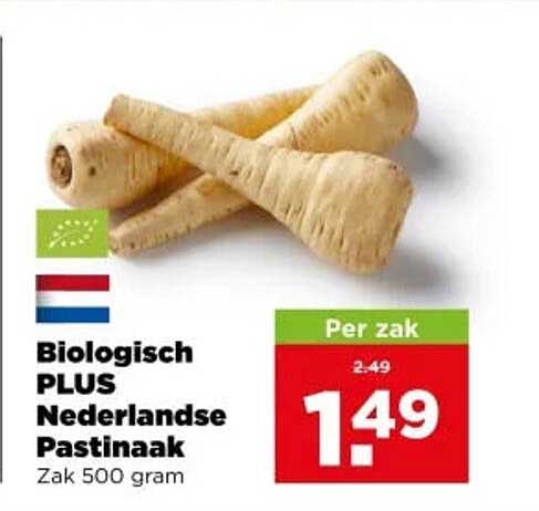 Biologisch PLUS Nederlandse Pastinaak Zak 500 gram