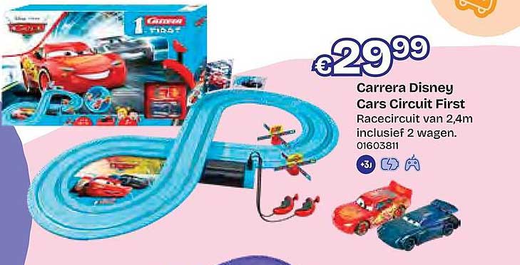 Carrera Disney Cars Circuit First Racecircuit van 2,4m inclusief 2 wagen.