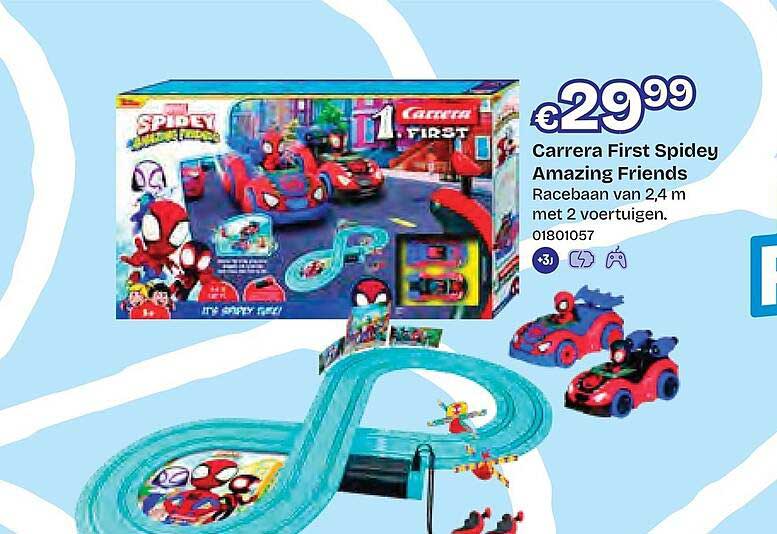 Carrera First Spidey Amazing Friends Racebaan van 2,4 m met 2 voertuigen.