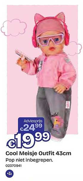 Cool Meisje OutFit 43cm Pop niet inbegrepen.