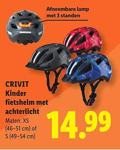 CRIVIT Kinder fietshelm met achterlicht Afneembare lamp met 3 standen