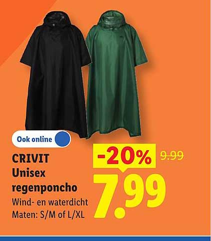 CRIVIT Unisex regenponcho -20%