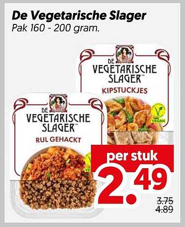 De Vegetarische Slager Pak 160 - 200 gram