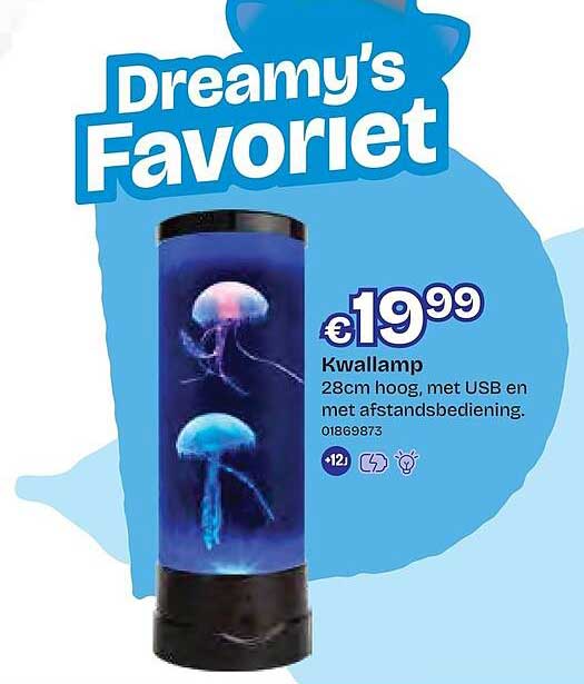 Dreamy's Favoriet Kwallamp 28cm hoog, met USB en met afstandsbediening