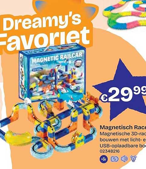 Dreamy's Favoriet Magnetisch Racebaan Magnetische 3D-racebaan bouwen met licht- en USB-oplaadbare bol 0238216