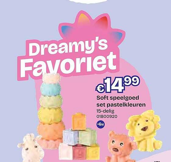 Dreamy's Favoriet Soft speelgoed set pastelkleurен 15-delig