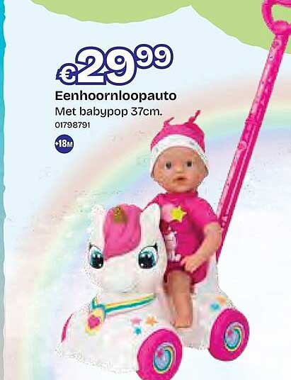 Eenhoornloopauto Met babypop 37cm.