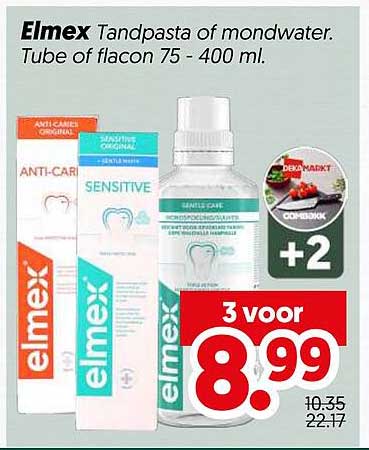 Elmex Tandpasta of mondwater. Tube of flacon 75 - 400 ml. +2