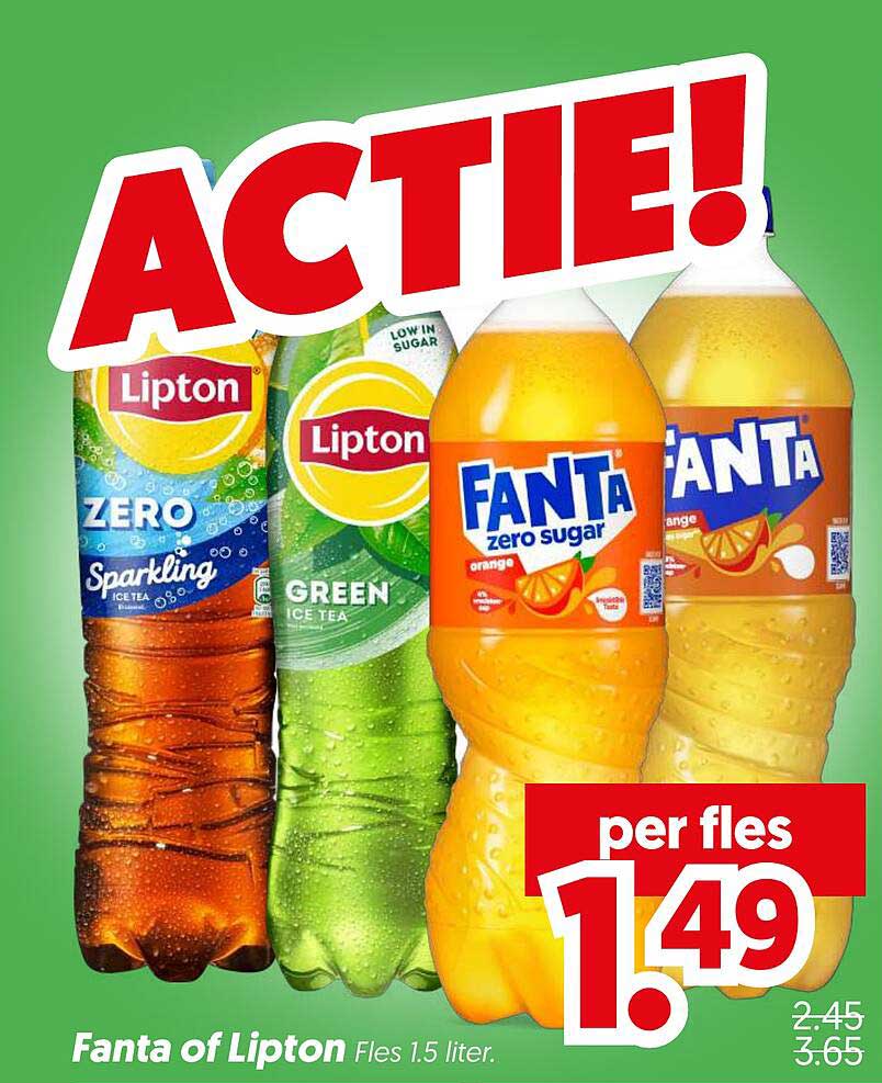 Fanta of Lipton Fles 1.5 liter. per fles