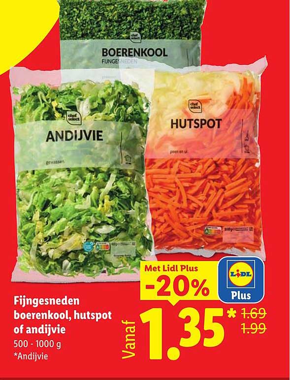 Fijngesneden boerenkool, hutspot of andijvie