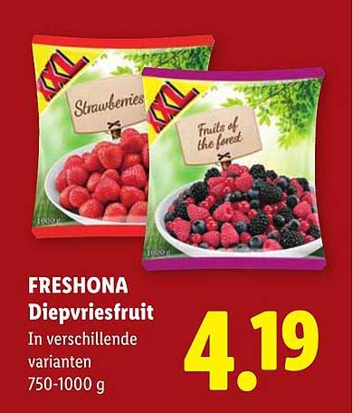 FRESHONA Diepvriesfruit In verschillende varianten 750-1000 g