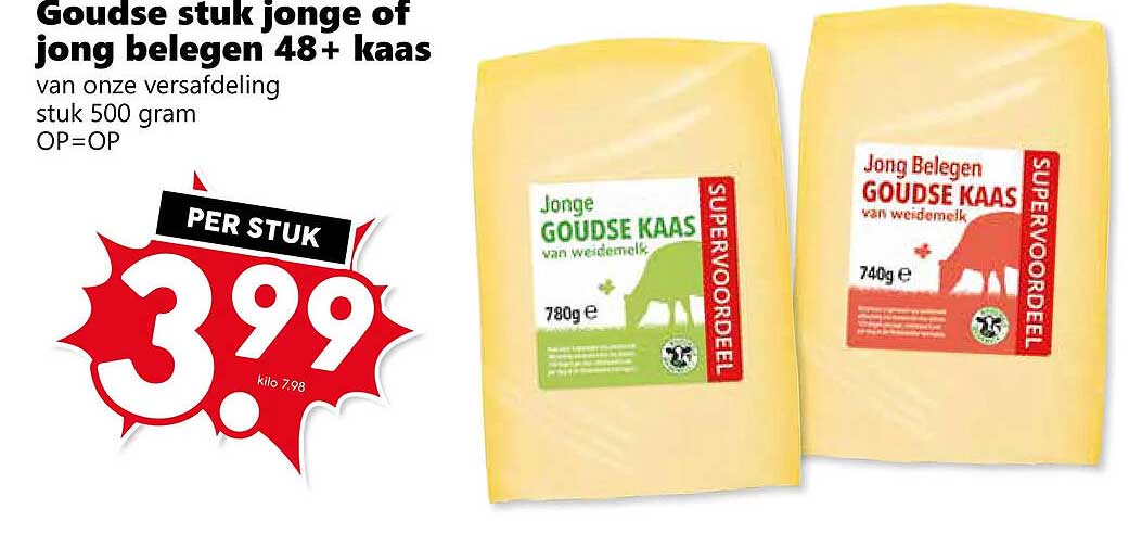 Goudse stuk jonge of jong belegen 48+ kaas