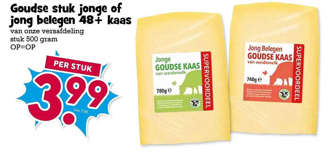 Goudse stuk jonge of jong belegen 48+ kaas