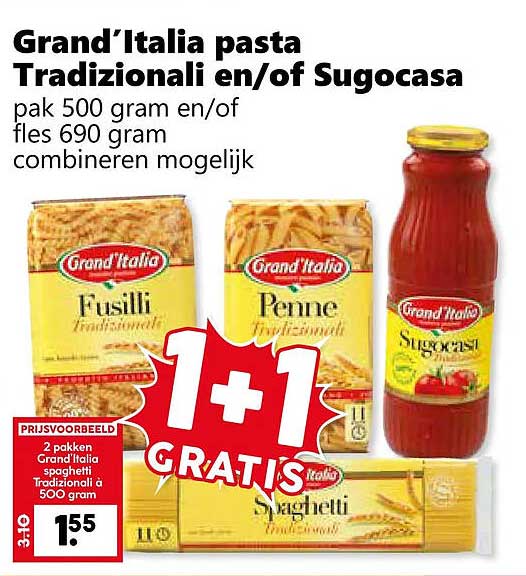 Grand’Italia pasta Tradizionali en/of Sugocasa 1+1 gratis