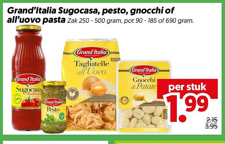 Grand'Italia Sugocasa, pesto, gnocchi of all'uovo pasta