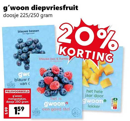 g'woon diepvriesfruit 20% KORTING