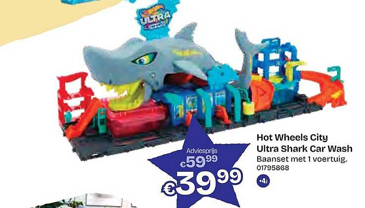 Hot Wheels City Ultra Shark Car Wash