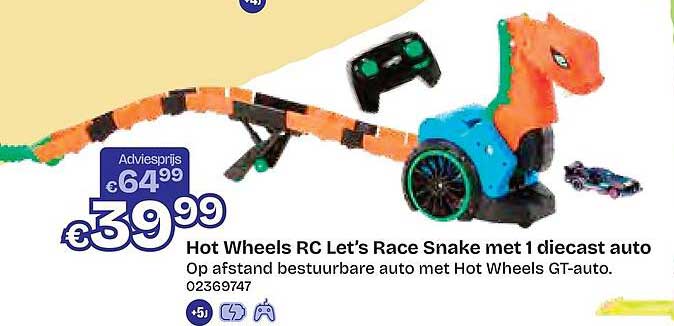 Hot Wheels RC Let’s Race Snake met 1 diecast auto
