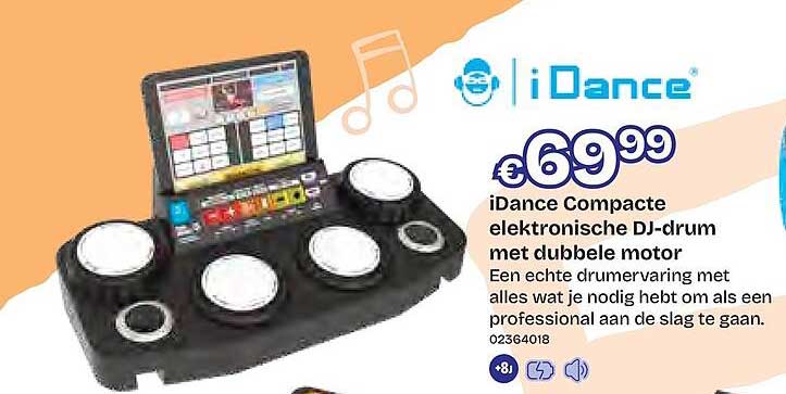 iDance Compacte elektronische DJ-drum met dubbele motor