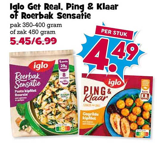 Iglo, Get Real, Ping & Klaar of Roerbak Sensatie