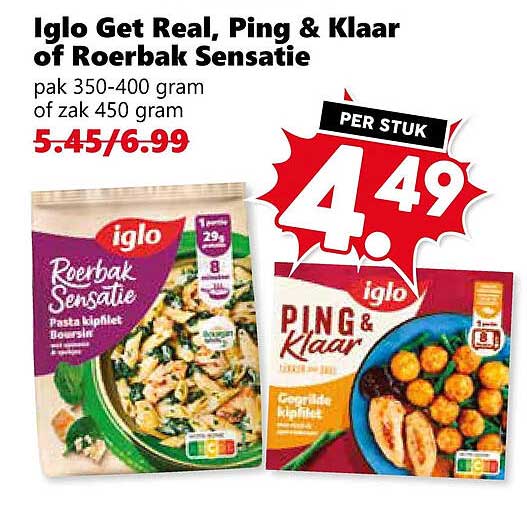 Iglo Get Real, Ping & Klaar of Roerbak Sensatie