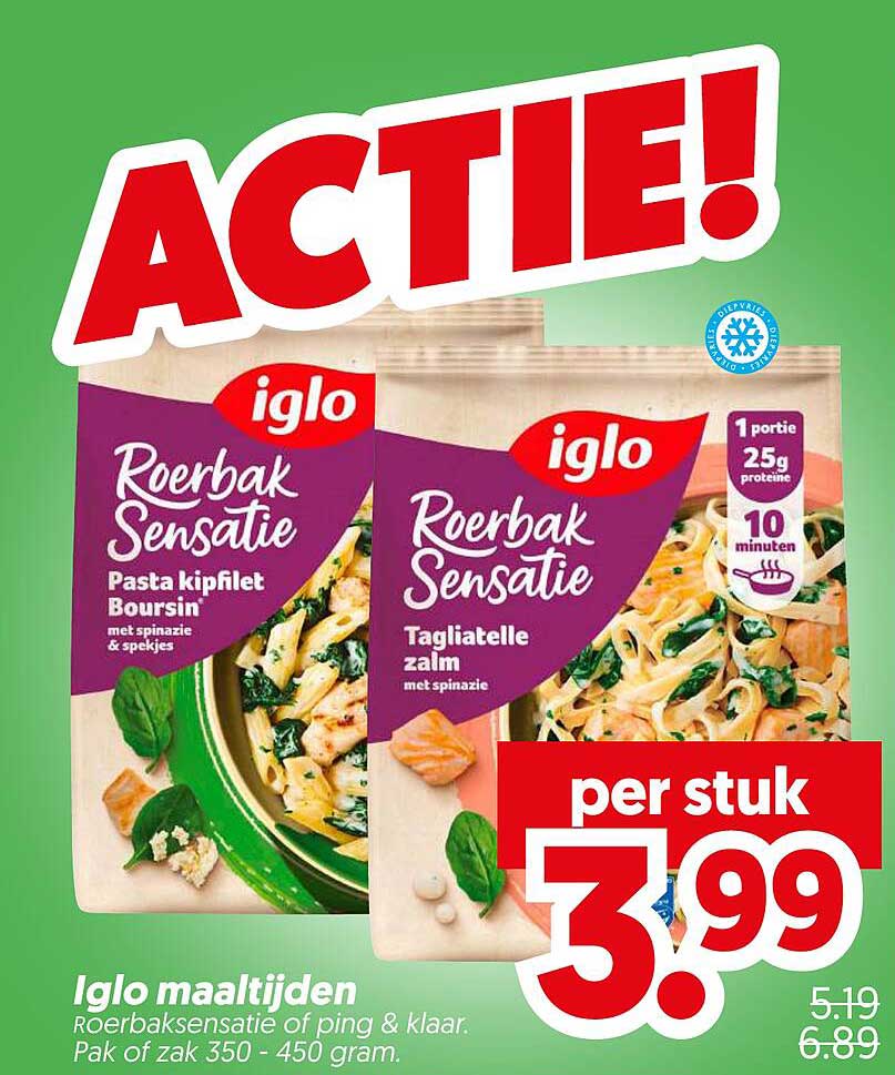 Iglo maaltijden Roerbaksensatie of ping & klaar. Pak of zak 350 - 450 gram.