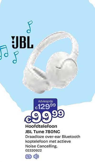 JBL Tune 780NC Draadloze over-ear Bluetooth koptelefoon met actieve Noise Cancelling.