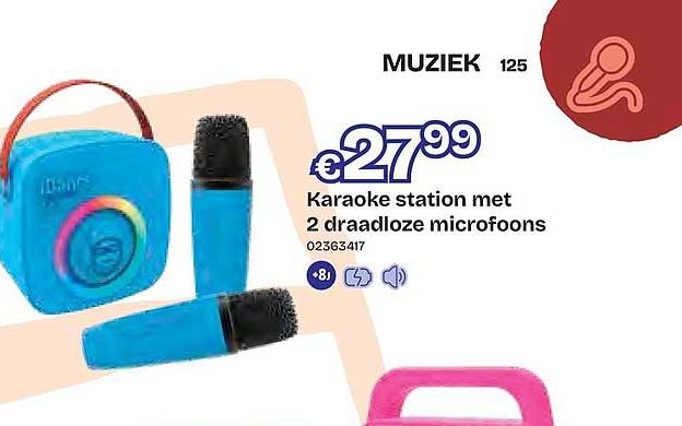Karaoke station met 2 draadloze microfoons
