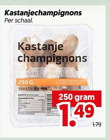 Kastanjechampignons Per schaal.