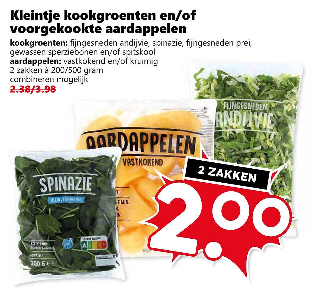 Kleine kookgroenten en/of voorgesneden aardappelen