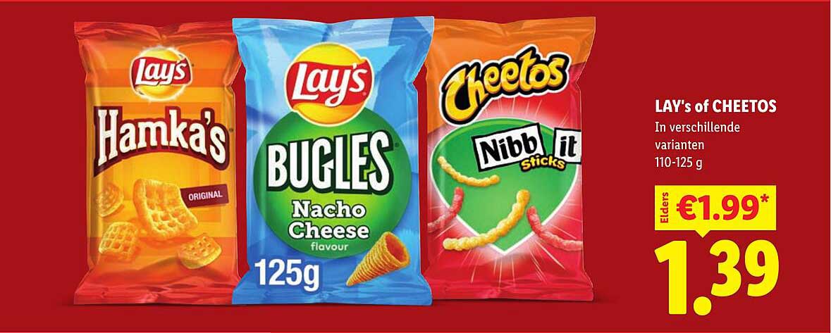 LAY's of CHEETOS In verschillende varianten 110-125 g