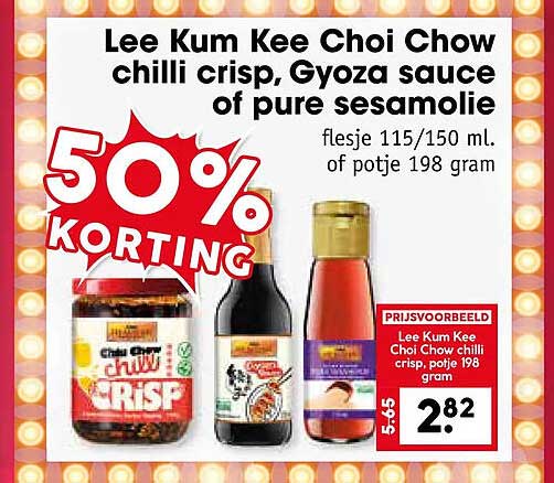 Lee Kum Kee Choi Chow chilli crisp, Gyoza sauce of pure sesamolie 50% KORTING