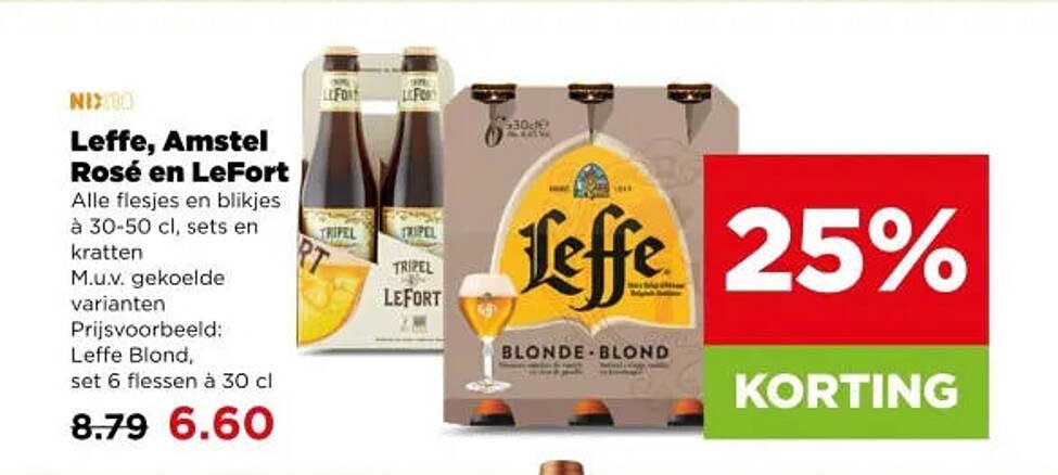 Leffe, Amstel Rosé en LeFort 25% korting