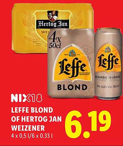 LEFFE BLOND OF HERTOG JAN WEIZENER 4 x 0,5 l / 6 x 0,33 l