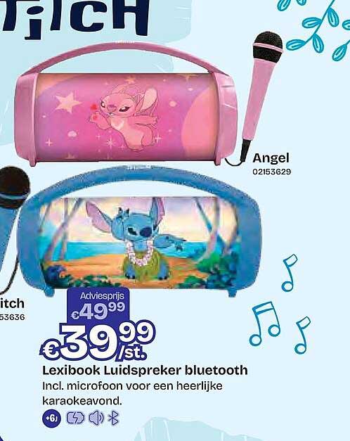 Lexibook Luidspreker bluetooth Incl. microfoon voor een heerlijke karaokeavond.