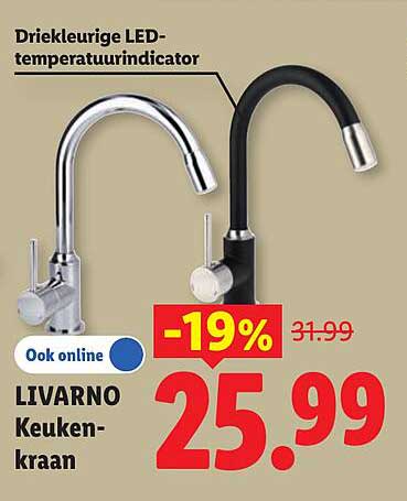 LIVARNO Keuken-kraan Driekleurige LED-temperatuurindicator -19%