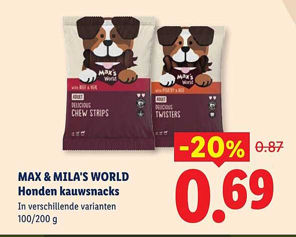 MAX & MILA'S WORLD Honden kauwsnacks -20%